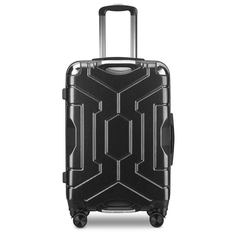 20-inch ABS+PP Suitcase Universal Wheels TSA Lock Carry-on Travel Trolley Case, 35x25x53cm - Black