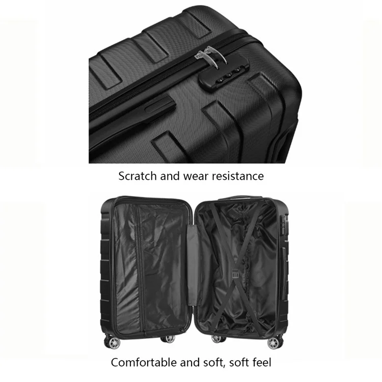 Valise de cabine ABS de 20 pouces, 4 roues pivotantes, 33x23x55cm - Noir