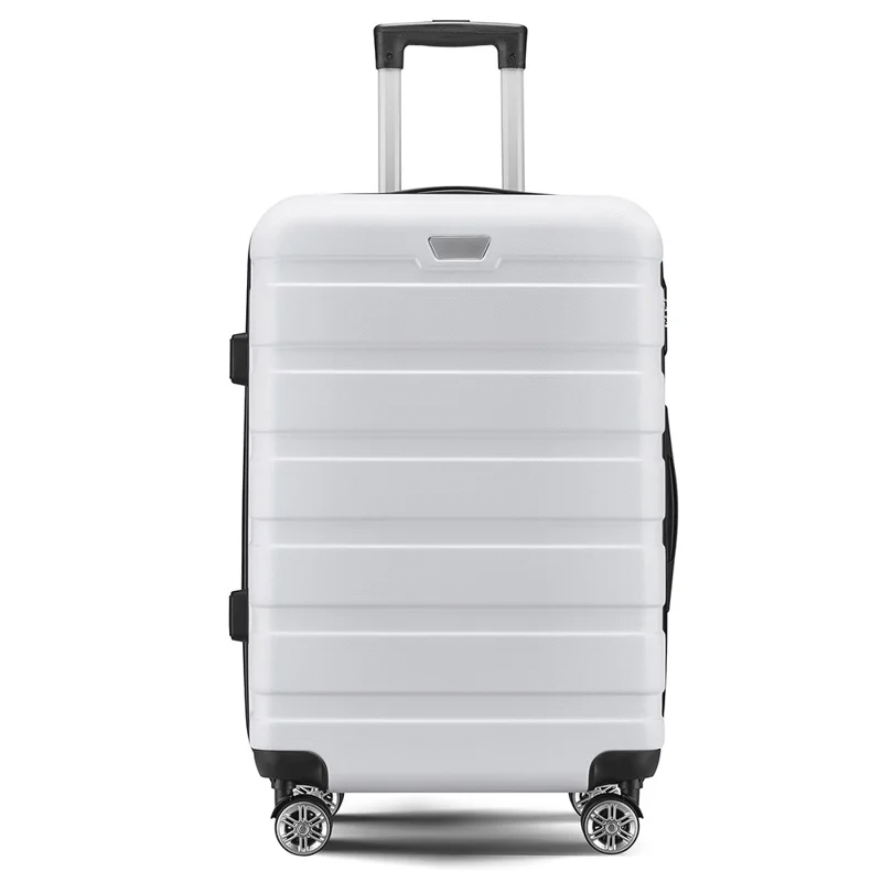 20 Inch Suitcase ABS Shell Carry On Luggage 4 Spinner Wheels Trolley Case, 33x23x55cm - White