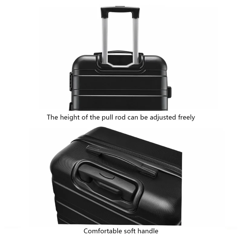 20 Inch Suitcase ABS Shell Carry On Luggage 4 Spinner Wheels Trolley Case, 33x23x55cm - White