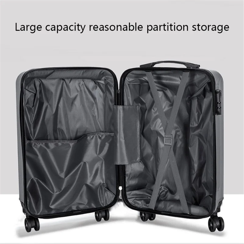 Maleta Trolley de Viaje con Diseño a Rayas de 20 Pulgadas, de ABS+PP, con Ruedas Universales Silenciosas, 36x23x50cm - Color Rosa Pálido