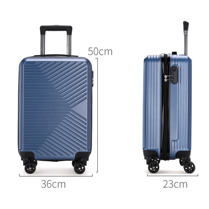 Maleta Trolley de Viaje con Diseño a Rayas de 20 Pulgadas, de ABS+PP, con Ruedas Universales Silenciosas, 36x23x50cm - Color Rosa Pálido