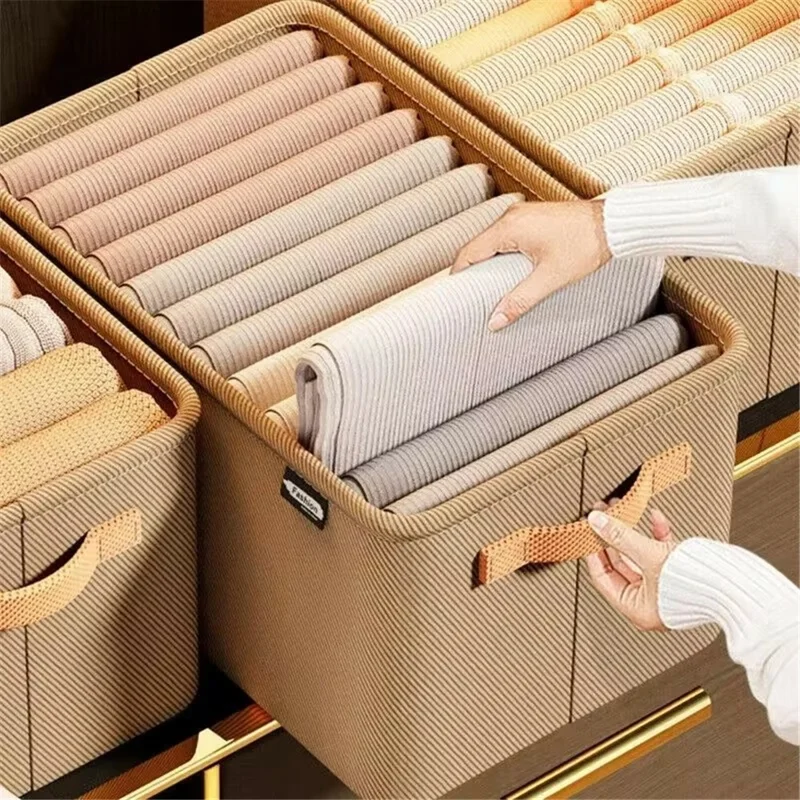Non-woven Fabric Steel Frame Clothes Storage Basket with Handles Home Wardrobe Organizer, Size M: 35x25x22cm - Grey
