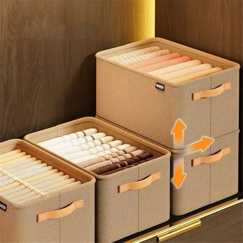 Non-woven Fabric Steel Frame Clothes Storage Basket with Handles Home Wardrobe Organizer, Size M: 35x25x22cm - Grey