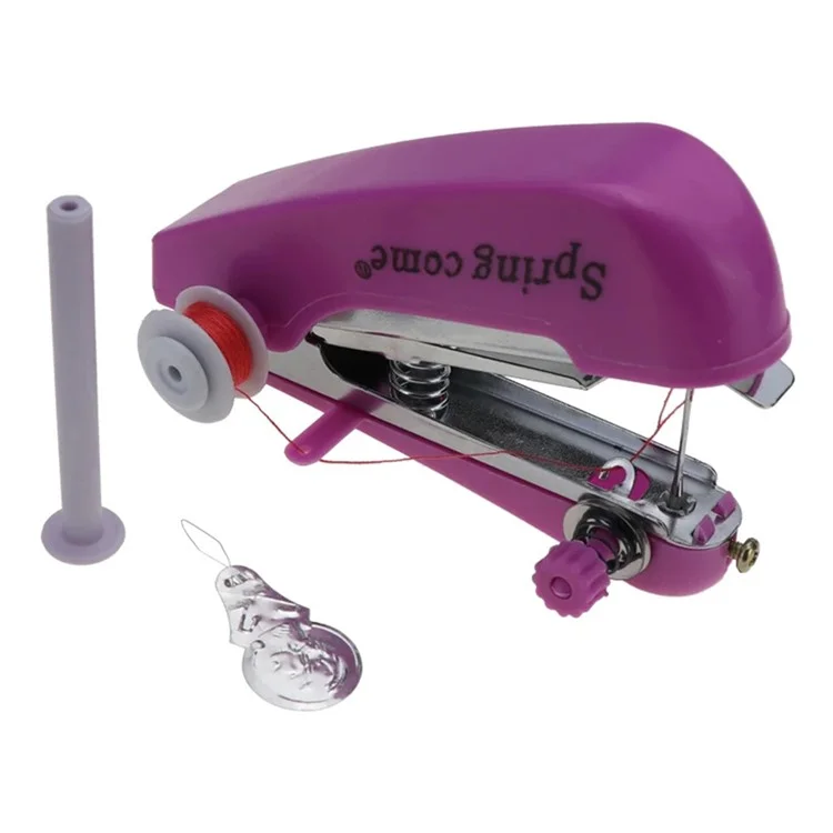 SPRING COME Manuelles Taschennähmaschine Mini Handnähmaschine für den Haushalt - Purpurrot