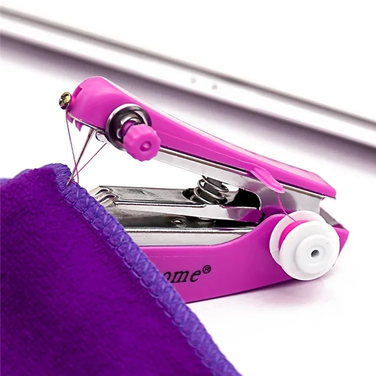 SPRING COME Manuelles Taschennähmaschine Mini Handnähmaschine für den Haushalt - Purpurrot