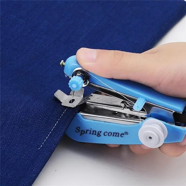 Machine à coudre manuelle de poche SPRING COME Mini portable pour la maison - Bleue