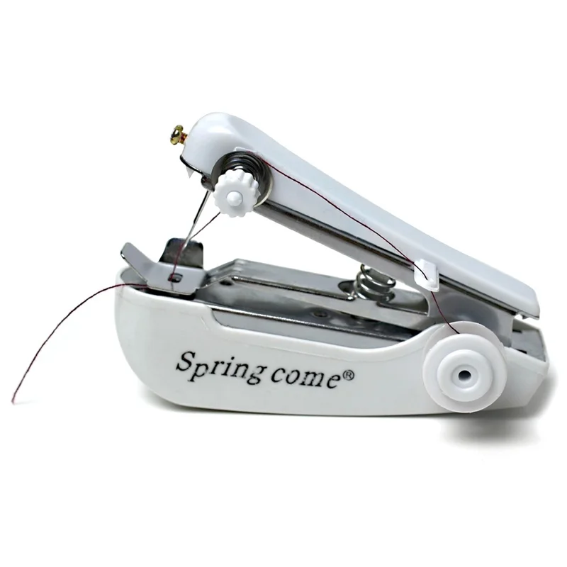 SPRING COME Manual Pocket Sewing Machine Mini Handheld Household Tailoring Machine - White