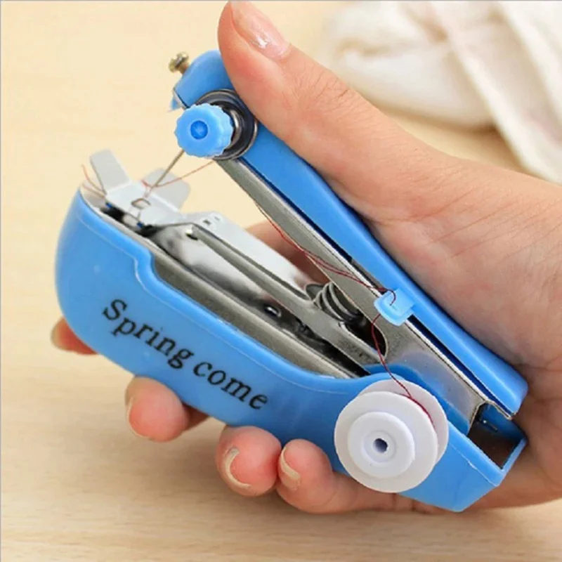 SPRING COME Manual Pocket Sewing Machine Mini Handheld Household Tailoring Machine - White