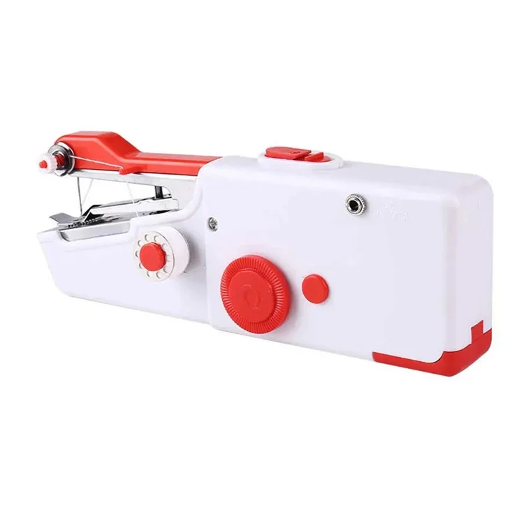 Máquina de Costura Elétrica Portátil e Pequena, Máquina de Costura Manual para Iniciantes - Vermelha