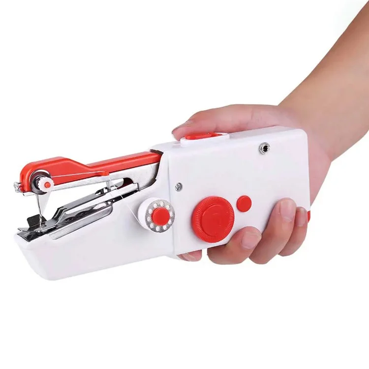 Máquina de Costura Elétrica Portátil e Pequena, Máquina de Costura Manual para Iniciantes - Vermelha