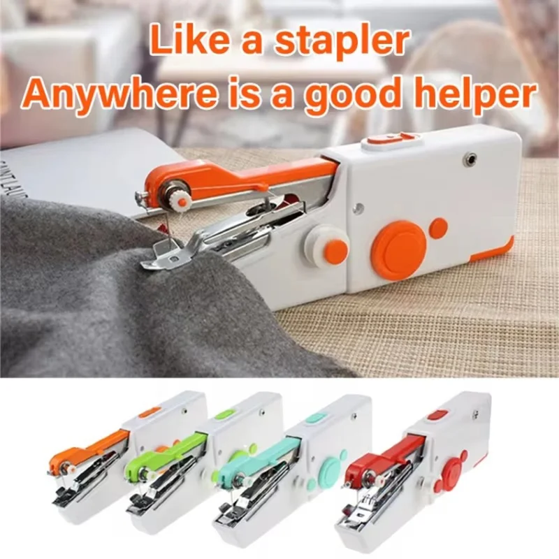 Portable Mini Electric Sewing Machine Small Handheld Stitching Machine for Beginners - Blue