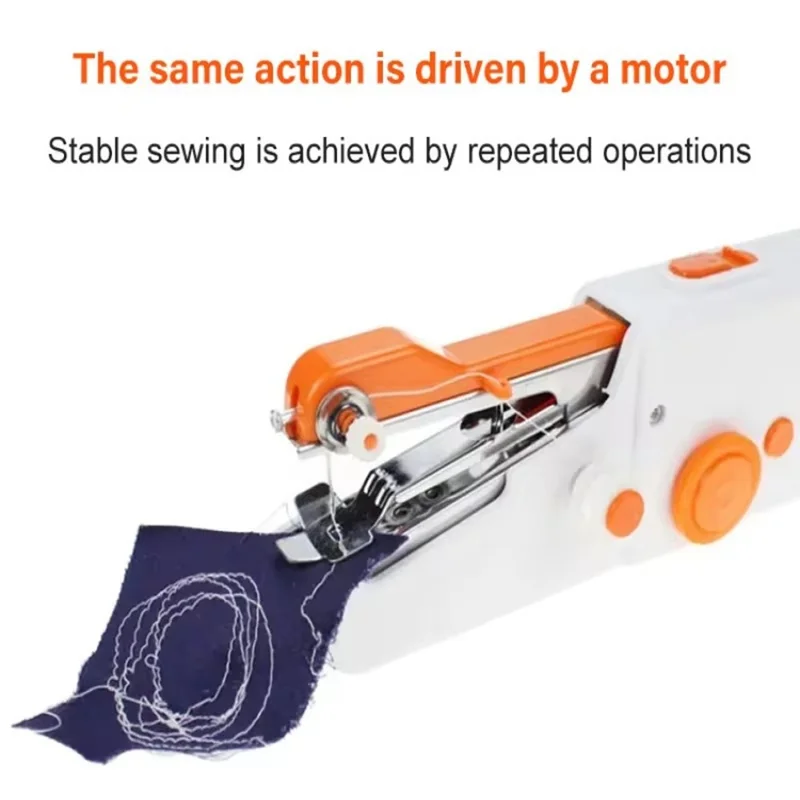 Portable Mini Electric Sewing Machine Small Handheld Stitching Machine for Beginners - Blue
