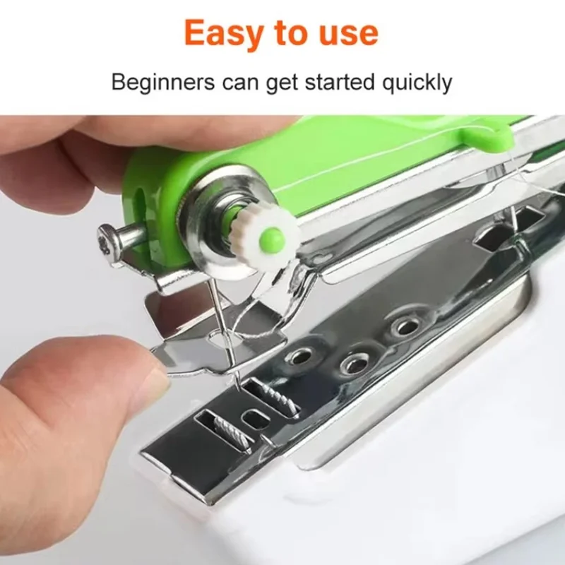 Portable Mini Electric Sewing Machine Small Handheld Stitching Machine for Beginners - Blue