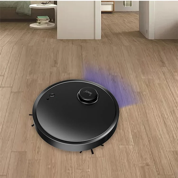 OB12 3-In-1 Smart Sweeping Vacuum Cleaner Robot Rechargeable Floor Sweeper with UV Light - Black