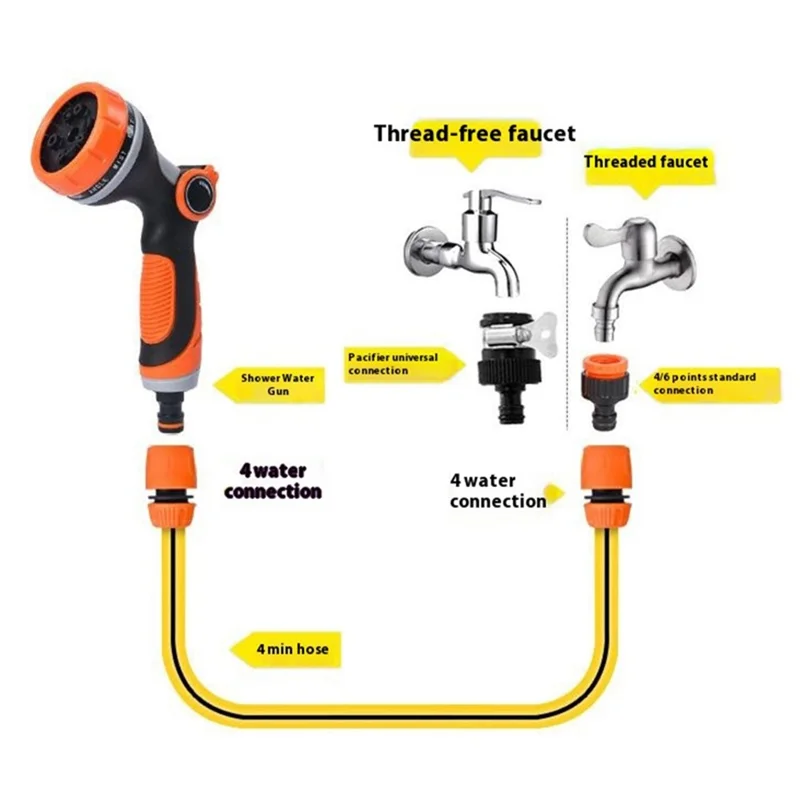 10 Modes Adjustable Garden Irrigation Water Spray Gun Multi-function Car Washing Water Gun - Yellow
