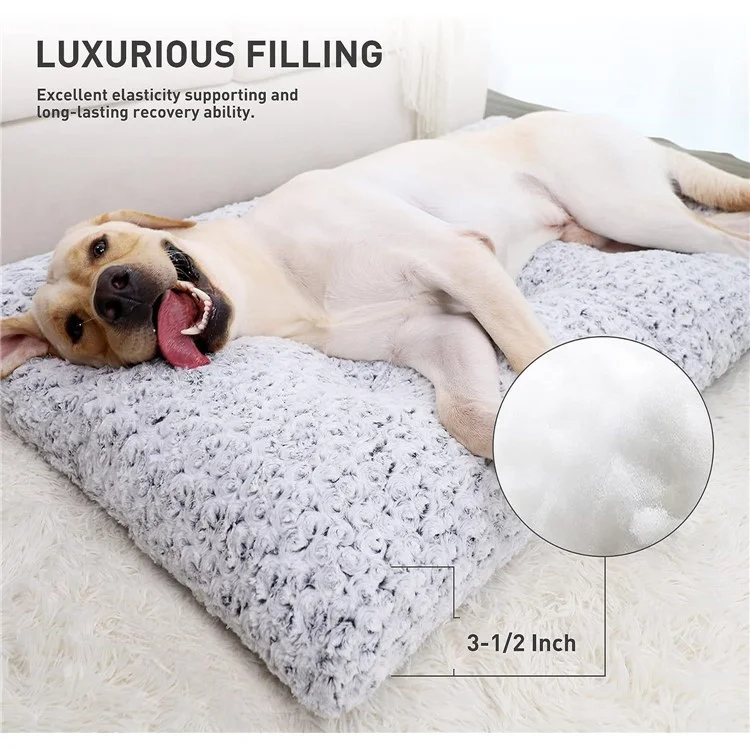 58x89cm Warmes Samt-Hundebett Matratze Flauschig Bequem Kennel Pad Anti-Rutsch-Schlafmatte - Hellgrau / Hellgrau