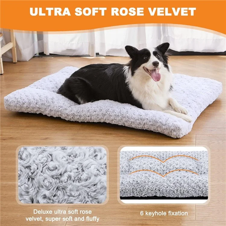 58x89cm Warmes Samt-Hundebett Matratze Flauschig Bequem Kennel Pad Anti-Rutsch-Schlafmatte - Hellgrau / Hellgrau