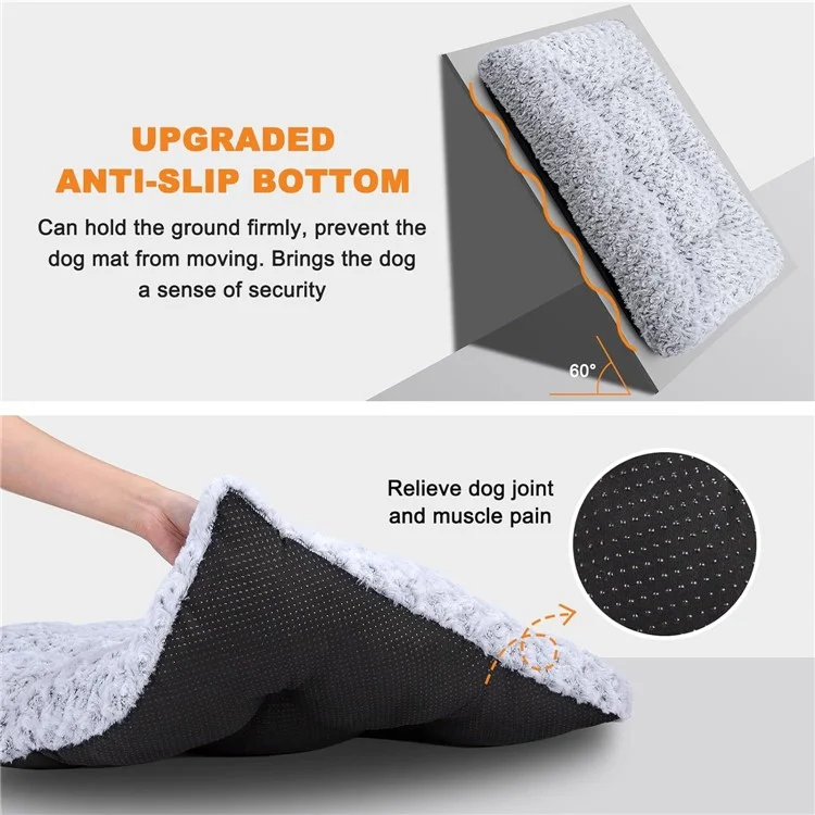 58x89cm Warmes Samt-Hundebett Matratze Flauschig Bequem Kennel Pad Anti-Rutsch-Schlafmatte - Hellgrau / Hellgrau