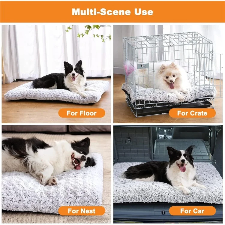 58x89cm Warmes Samt-Hundebett Matratze Flauschig Bequem Kennel Pad Anti-Rutsch-Schlafmatte - Hellgrau / Hellgrau