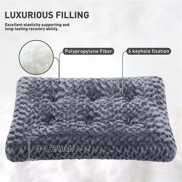 58x89cm Warmes Samt-Hundebett Matratze Flauschig Bequem Kennel Pad Anti-Rutsch-Schlafmatte - Hellgrau / Hellgrau