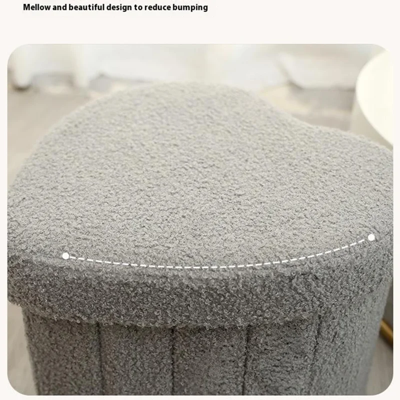 Heart-Shaped Storage Ottoman Chest Home Storage Box Cube Seat Foot Rest Stool Footrest Chair - Grey