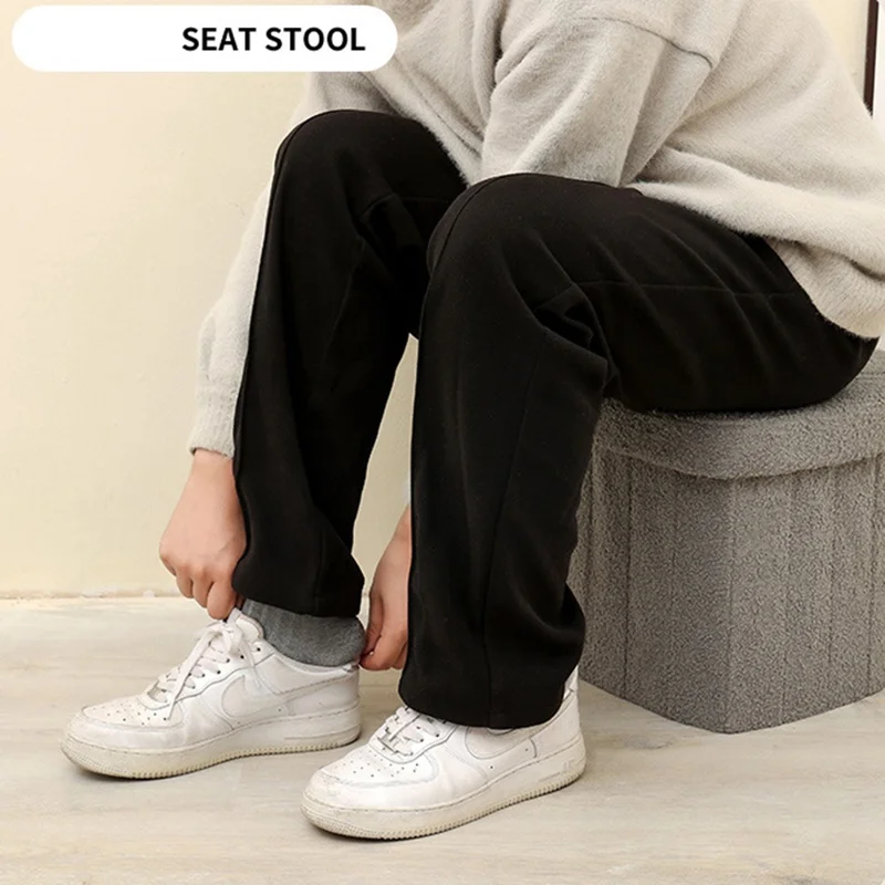 Heart-Shaped Storage Ottoman Chest Home Storage Box Cube Seat Foot Rest Stool Footrest Chair - Grey