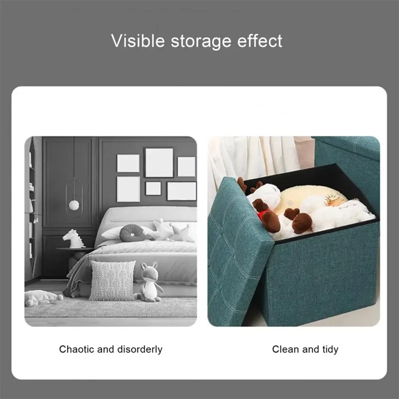 30x30x30cm Storage Ottoman Hidden Storage Chest Footrest Chair Home Storage Box - Green
