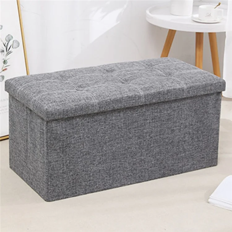 76x38x38cm Aufbewahrungshocker Fußhocker Couch Aufbewahrungsbox Gepolsterter Sitz für Schlafzimmer Flur - Grau