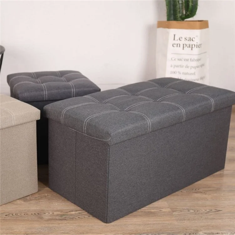 76x38x38cm Aufbewahrungshocker Fußhocker Couch Aufbewahrungsbox Gepolsterter Sitz für Schlafzimmer Flur - Grau
