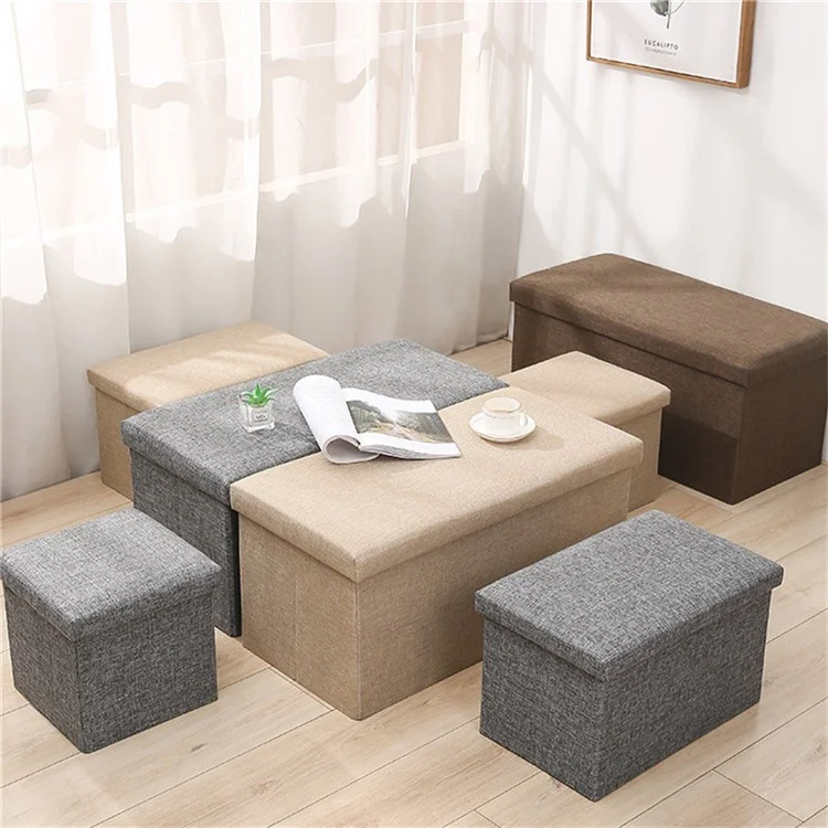 76x38x38cm Aufbewahrungshocker Fußhocker Couch Aufbewahrungsbox Gepolsterter Sitz für Schlafzimmer Flur - Grau