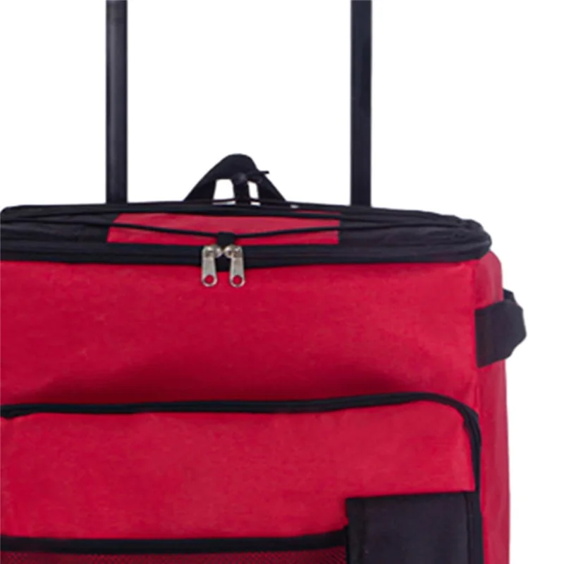 43L Collapsible Cooler Bag Trolley for Camping / Picnic / BBQ Waterproof Refrigeration Bag Cart - Red