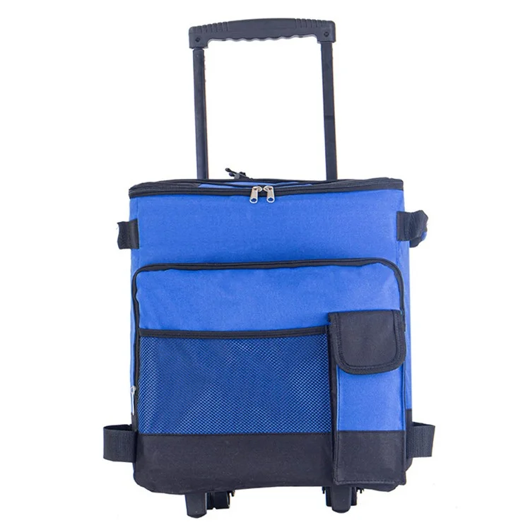 43L Collapsible Cooler Bag Trolley for Camping / Picnic / BBQ Waterproof Refrigeration Bag Cart - Blue
