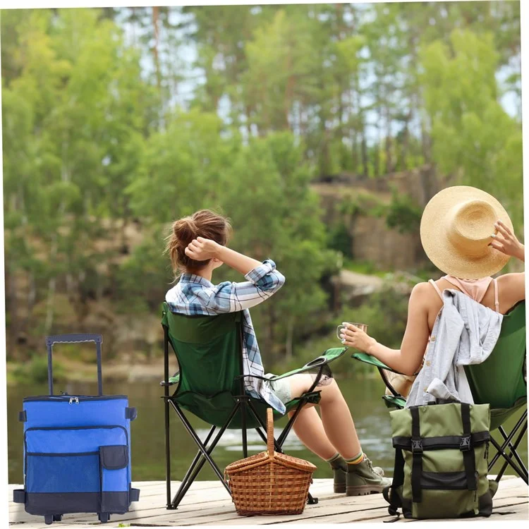 43L Collapsible Cooler Bag Trolley for Camping / Picnic / BBQ Waterproof Refrigeration Bag Cart - Blue