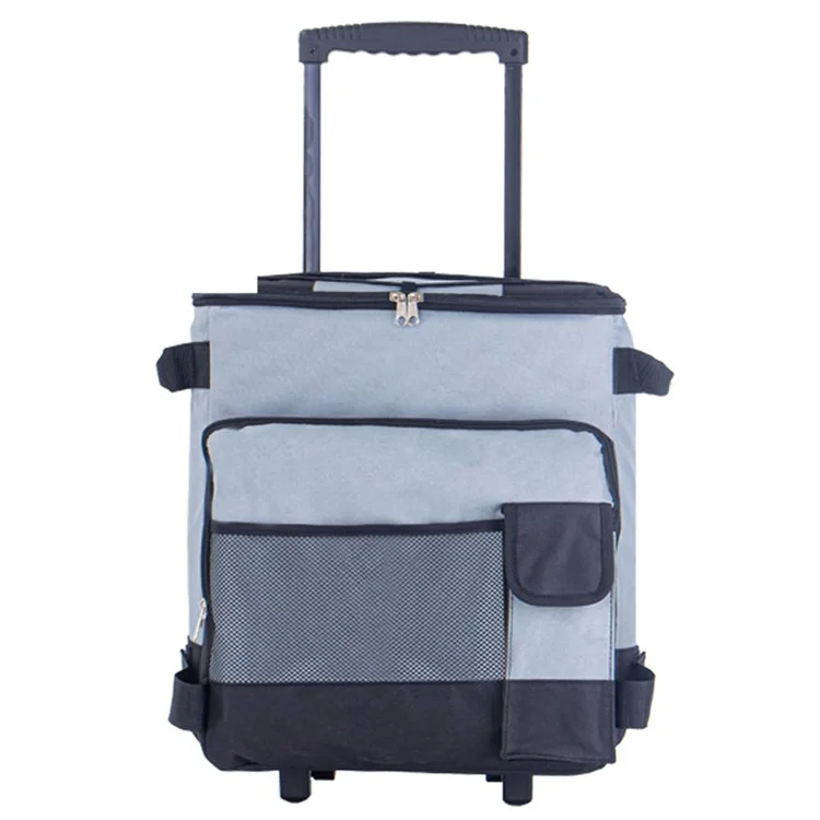 43L zusammenklappbare Kühltasche-Trolley für Camping / Picknick / BBQ wasserdichte Kühltasche - Grau