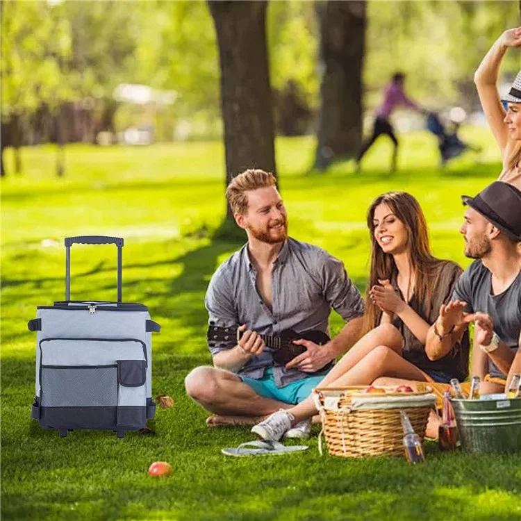 43L zusammenklappbare Kühltasche-Trolley für Camping / Picknick / BBQ wasserdichte Kühltasche - Grau