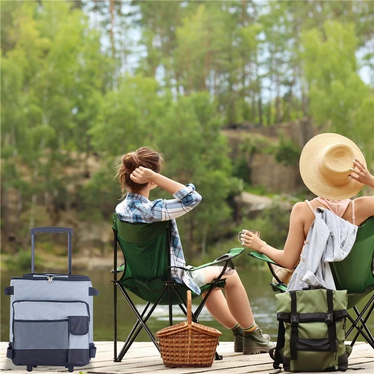 43L zusammenklappbare Kühltasche-Trolley für Camping / Picknick / BBQ wasserdichte Kühltasche - Grau