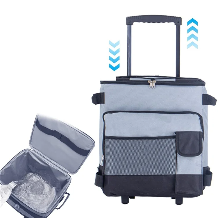 43L zusammenklappbare Kühltasche-Trolley für Camping / Picknick / BBQ wasserdichte Kühltasche - Grau