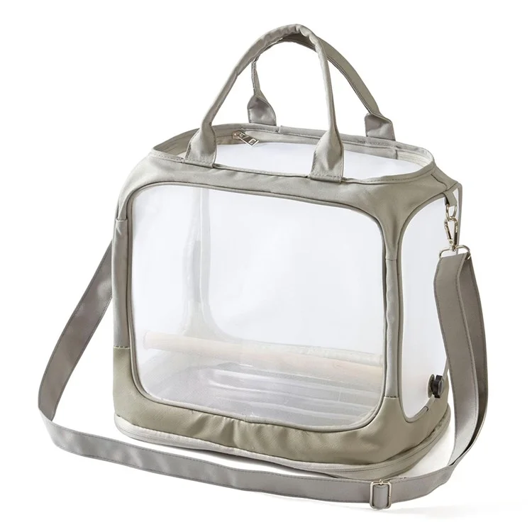 FHH-009 Portable Bird Bag Foldable Nylon Mesh Oxford Cloth Small Pet Bird Carrying Bag - Grey