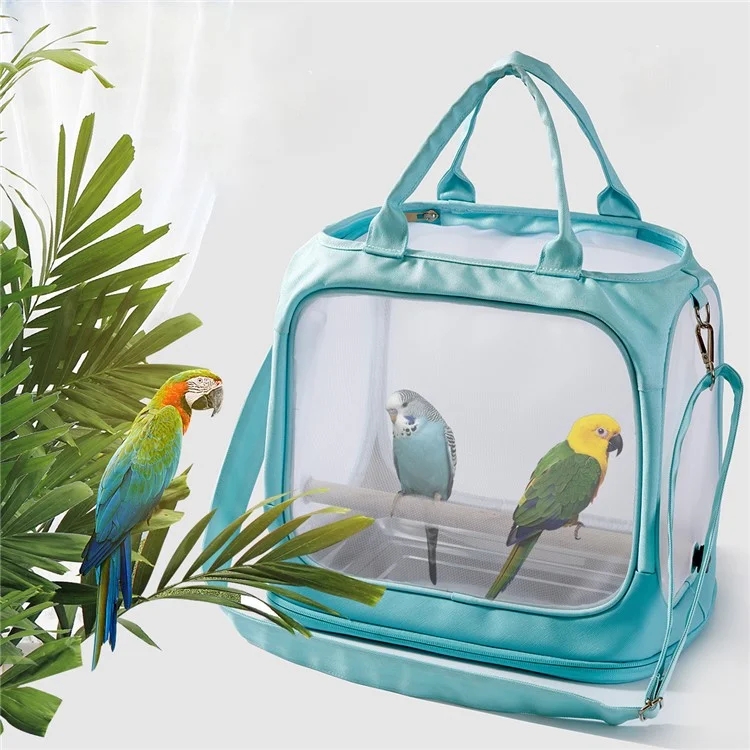 FHH-009 Portable Bird Bag Foldable Nylon Mesh Oxford Cloth Small Pet Bird Carrying Bag - Grey