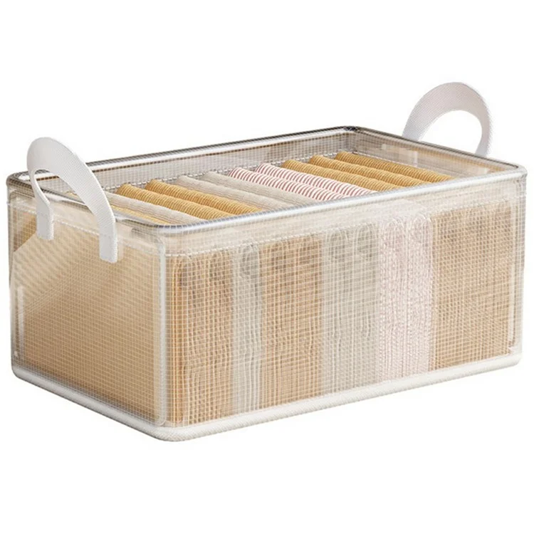 Caixa de armazenamento de PVC transparente com estrutura de aço para organizar roupas e calças, dobrável, 47 x 28 x 20 cm