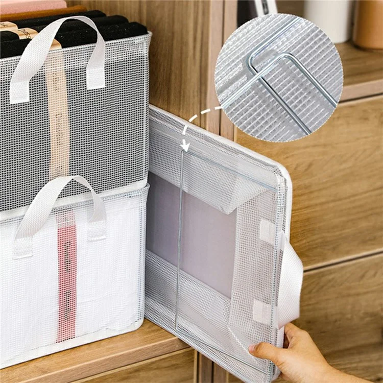 Caixa de armazenamento de PVC transparente com estrutura de aço para organizar roupas e calças, dobrável, 47 x 28 x 20 cm