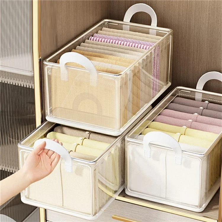 Caixa de armazenamento de PVC transparente com estrutura de aço para organizar roupas e calças, dobrável, 47 x 28 x 20 cm