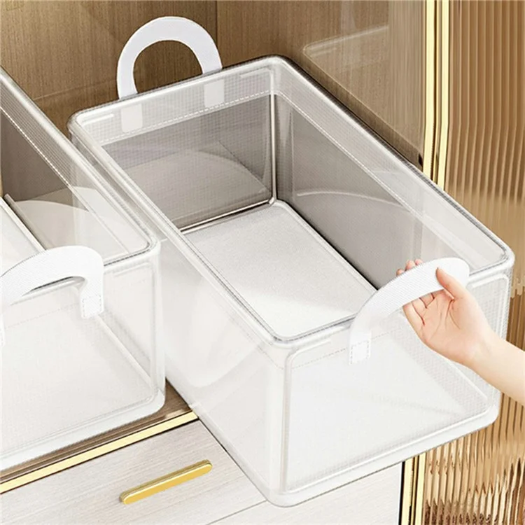 Caixa de armazenamento de PVC transparente com estrutura de aço para organizar roupas e calças, dobrável, 47 x 28 x 20 cm