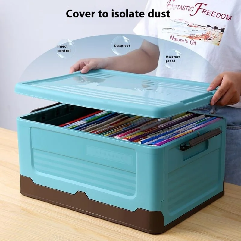 PP Lidded Storage Bin Foldable Storage Box Stackable Container for Outdoor Home Storage, Size: S - Orange