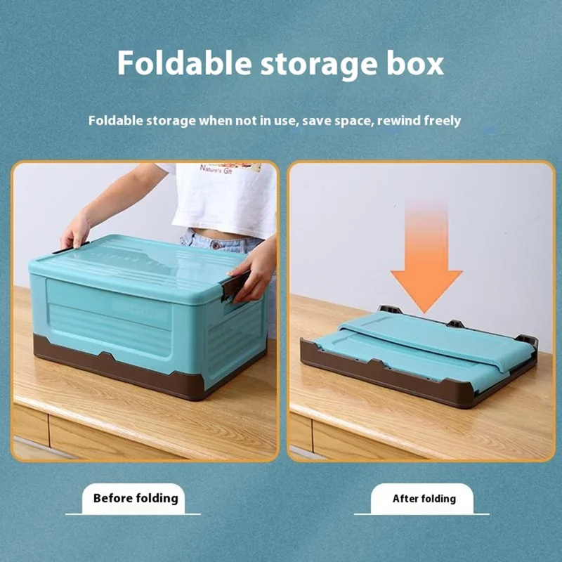 PP Lidded Storage Bin Foldable Storage Box Stackable Container for Outdoor Home Storage, Size: S - Orange