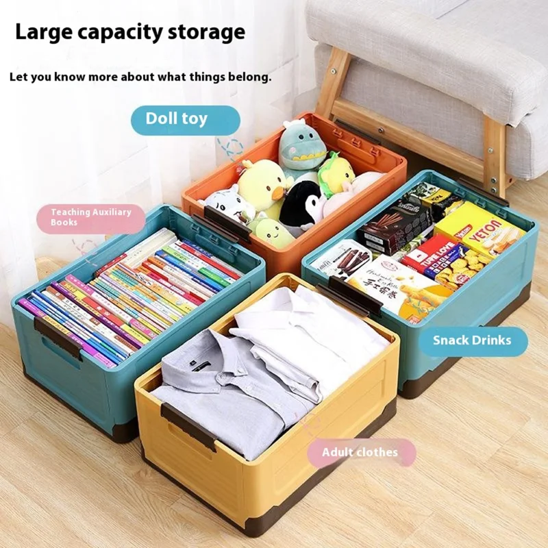 PP Lidded Storage Bin Foldable Storage Box Stackable Container for Outdoor Home Storage, Size: S - Orange