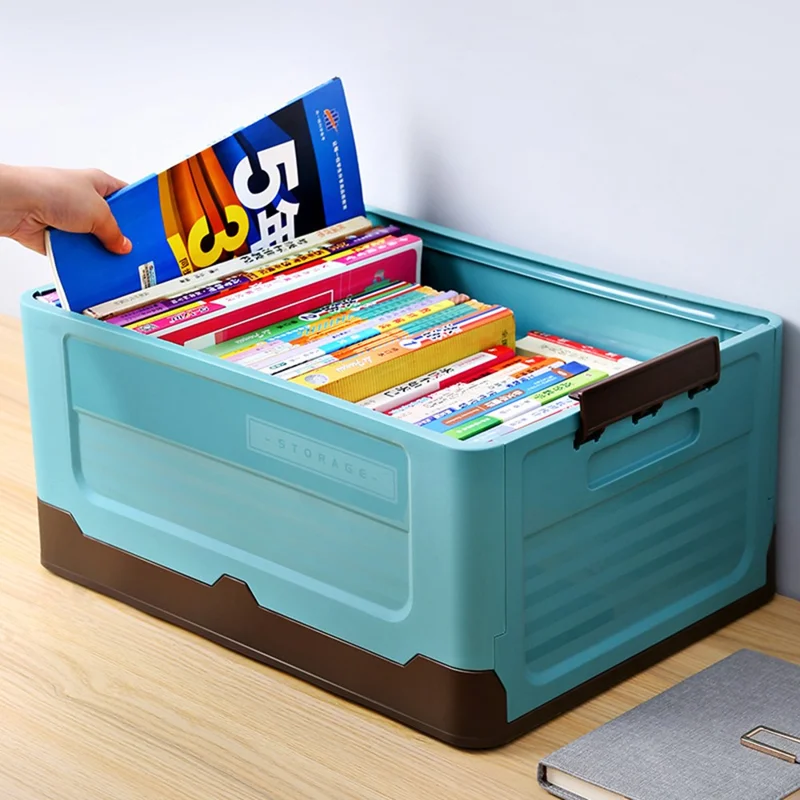 PP Lidded Storage Bin Foldable Storage Box Stackable Container for Outdoor Home Storage, Size: S - Orange