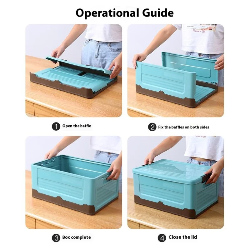 PP Lidded Storage Bin Foldable Storage Box Stackable Container for Outdoor Home Storage, Size: S - Orange