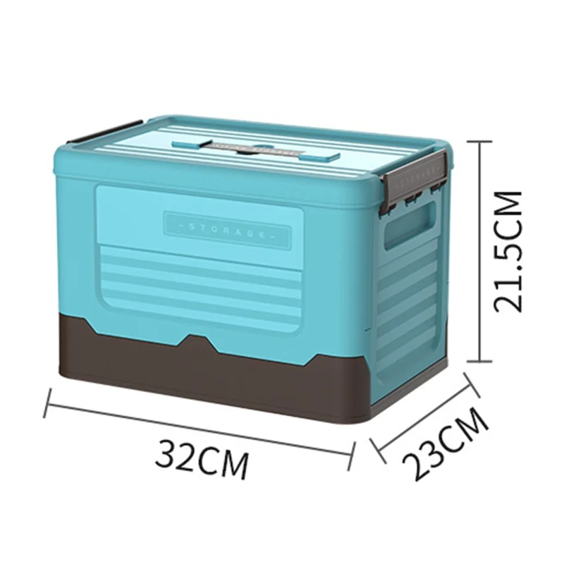 PP Lidded Storage Bin Foldable Storage Box Stackable Container for Outdoor Home Storage, Size: S - Orange